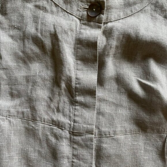 J, Jill Linen Beige Metallic Blend 3/4 Sleeve Button Up Blazer Jacket - Picture 3 of 10